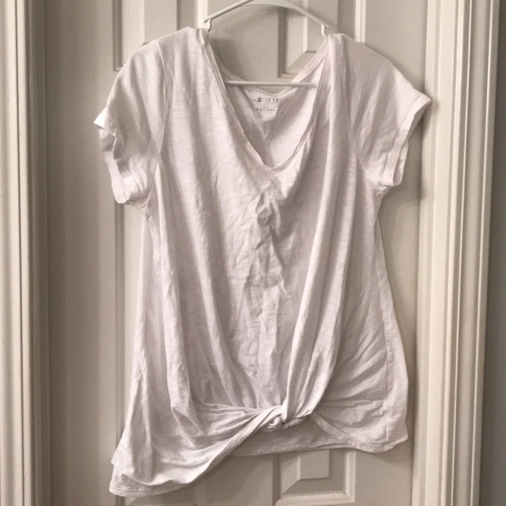 Maurices White Twist Front Shirt